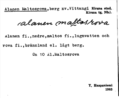 Bild på arkivkortet för arkivposten Alanen Maltosrova