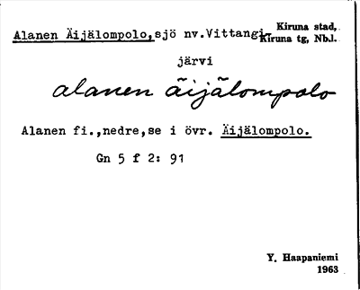 Bild på arkivkortet för arkivposten Alanen Äijälompolo
