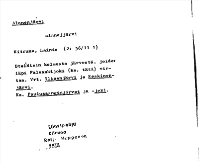 Bild på arkivkortet för arkivposten Alanenjärvi