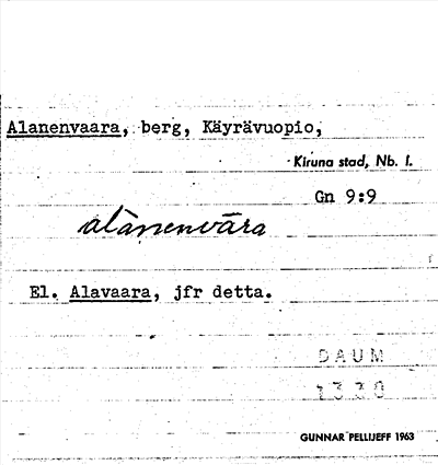 Bild på arkivkortet för arkivposten Alanenvaara