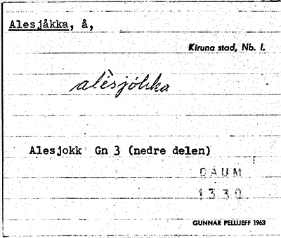 Bild på arkivkortet för arkivposten Alesjåkka