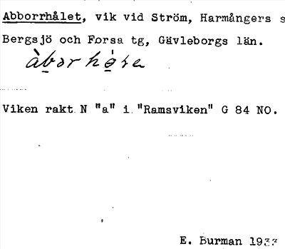 Bild på arkivkortet för arkivposten Abborrhålet