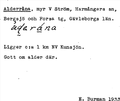 Bild på arkivkortet för arkivposten Alderråna