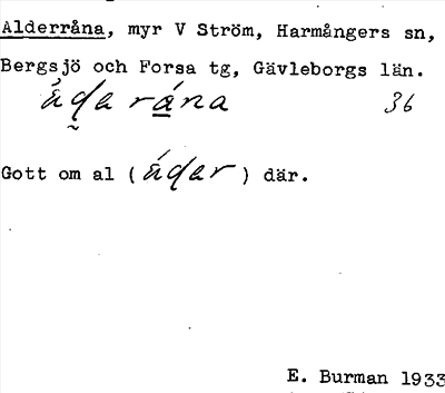 Bild på arkivkortet för arkivposten Alderråna