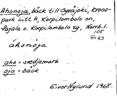 Bild på arkivkortet för arkivposten Ahonoja