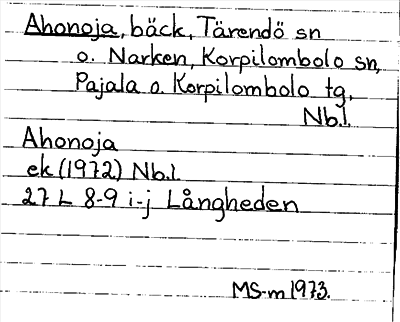 Bild på arkivkortet för arkivposten Ahonoja