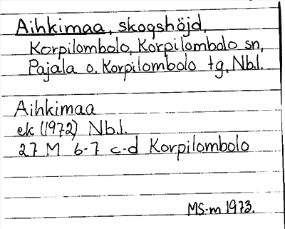 Bild på arkivkortet för arkivposten Aihkimaa