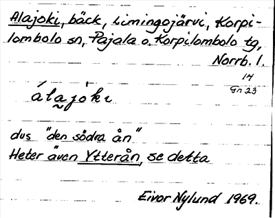 Bild på arkivkortet för arkivposten Alajoki