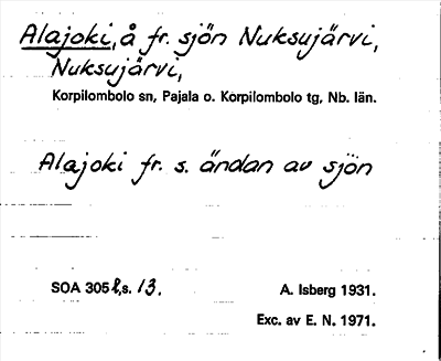 Bild på arkivkortet för arkivposten Alajoki
