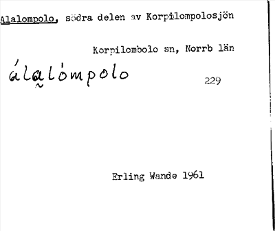 Bild på arkivkortet för arkivposten Alalompolo