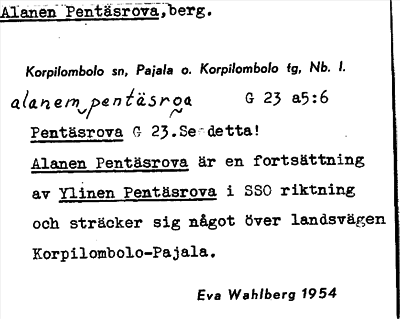 Bild på arkivkortet för arkivposten Alanen Pentäsrova
