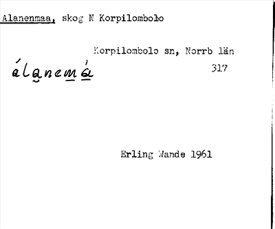 Bild på arkivkortet för arkivposten Alanenmaa