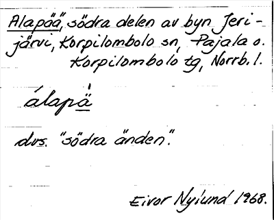 Bild på arkivkortet för arkivposten Alapää