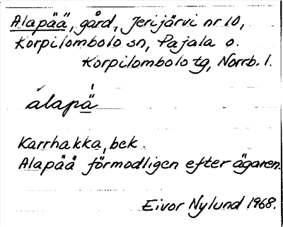 Bild på arkivkortet för arkivposten Alapää