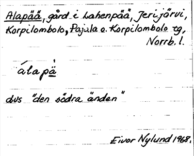 Bild på arkivkortet för arkivposten Alapää