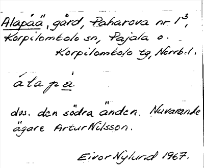 Bild på arkivkortet för arkivposten Alapää