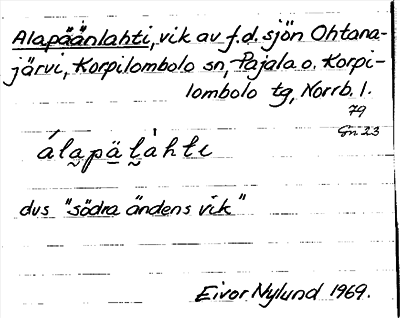 Bild på arkivkortet för arkivposten Alapäänlahti