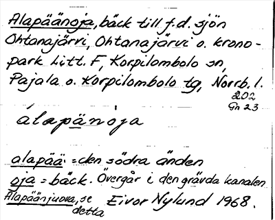 Bild på arkivkortet för arkivposten Alapäänoja