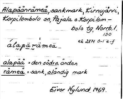 Bild på arkivkortet för arkivposten Alapäänrämeä