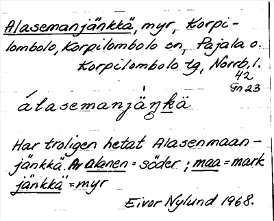 Bild på arkivkortet för arkivposten Alasemanjänkkä