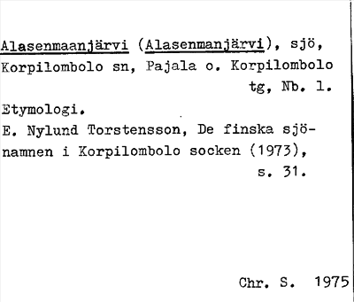 Bild på arkivkortet för arkivposten Alasenmaanjärvi (Alasenmanjärvi)