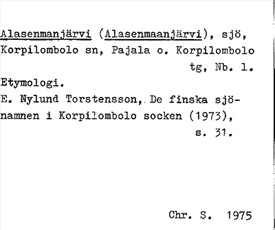 Bild på arkivkortet för arkivposten Alasenmanjärvi (Alasenmaanjärvi)