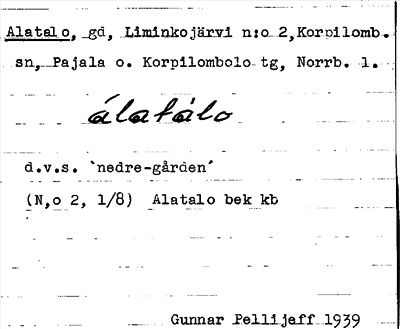 Bild på arkivkortet för arkivposten Alatalo