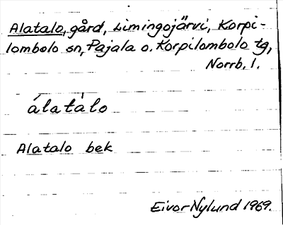 Bild på arkivkortet för arkivposten Alatalo