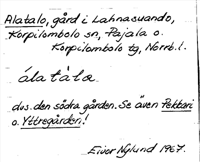 Bild på arkivkortet för arkivposten Alatalo