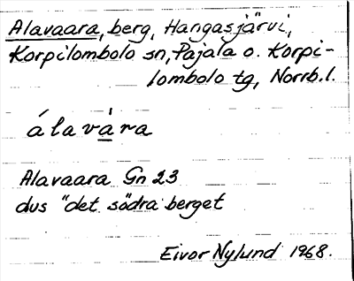 Bild på arkivkortet för arkivposten Alavaara