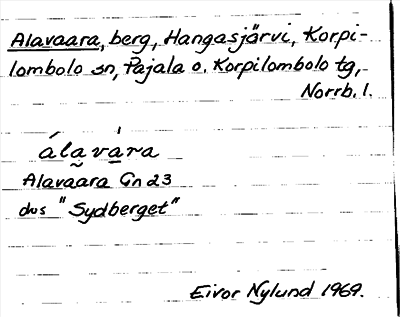 Bild på arkivkortet för arkivposten Alavaara