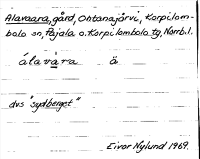 Bild på arkivkortet för arkivposten Alavaara