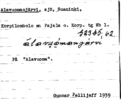 Bild på arkivkortet för arkivposten Alavuomanjärvi