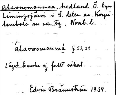 Bild på arkivkortet för arkivposten Alavuomanmaa