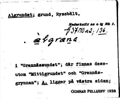 Bild på arkivkortet för arkivposten Algrundet
