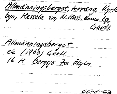 Bild på arkivkortet för arkivposten Allmänningsberget