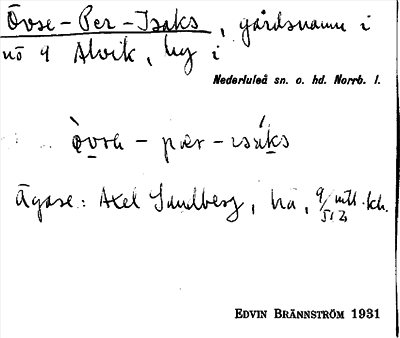 Bild på arkivkortet för arkivposten Övre-Per-Isaks