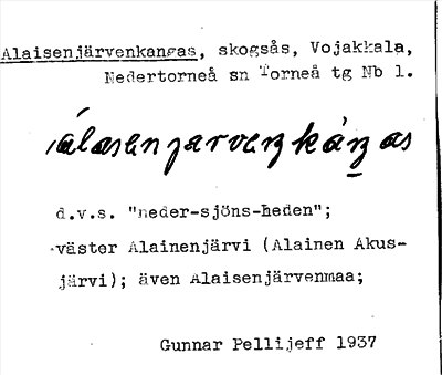 Bild på arkivkortet för arkivposten Alaisenjärvenkangas