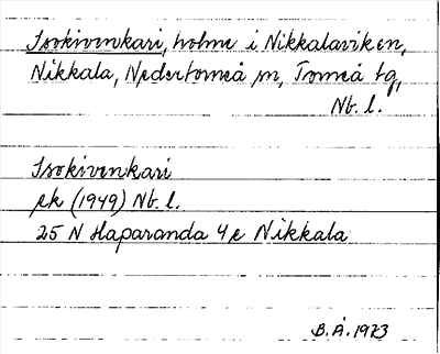 Bild på arkivkortet för arkivposten Isokivenkari