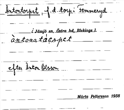 Bild på arkivkortet för arkivposten Antontorpet