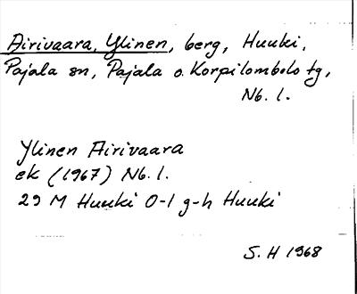 Bild på arkivkortet för arkivposten Airivaara, Ylinen
