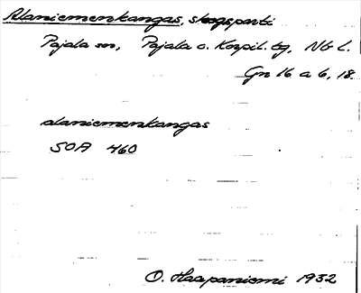 Bild på arkivkortet för arkivposten Alaniemenkangas