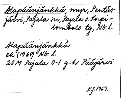 Bild på arkivkortet för arkivposten Alapäänjänkkä