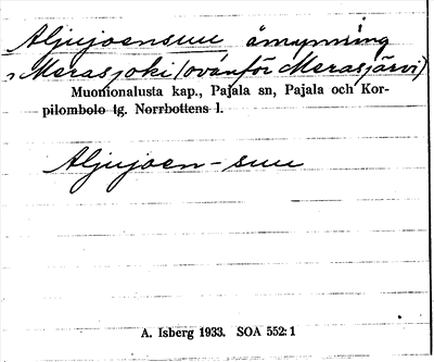 Bild på arkivkortet för arkivposten Aljujoensuu