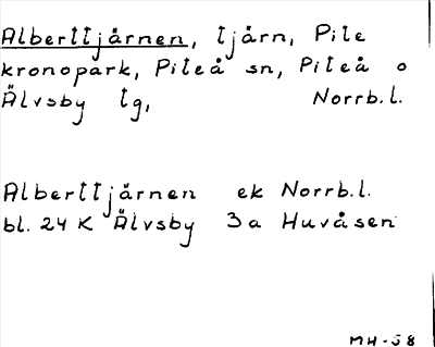 Bild på arkivkortet för arkivposten Alberttjärnen