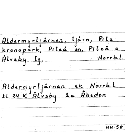 Bild på arkivkortet för arkivposten Aldermyrtjärnen