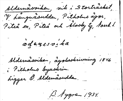 Bild på arkivkortet för arkivposten Aldernäsviken