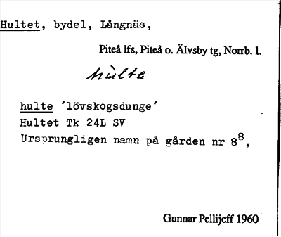 Bild på arkivkortet för arkivposten Hultet