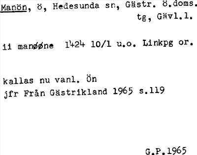 Bild på arkivkortet för arkivposten Manön