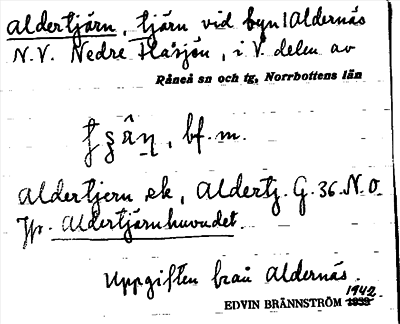Bild på arkivkortet för arkivposten Aldertjärn